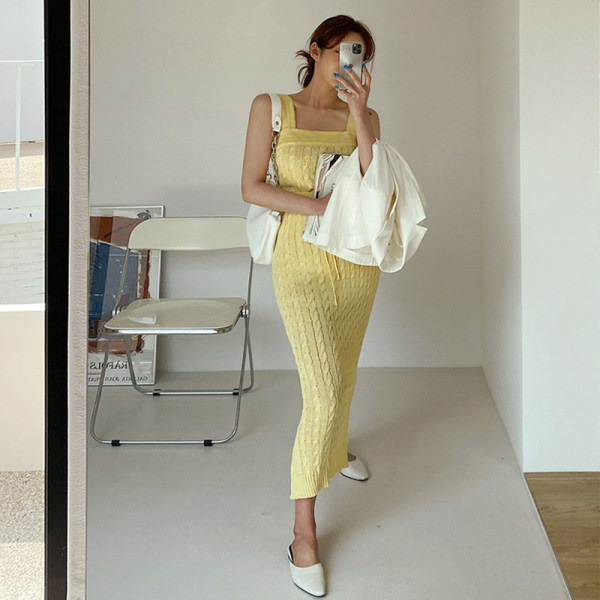 Women Summer Vintage Two-Piece Set Casual knit Vest Sexy Top + High Waist Bodycon Split Skirts Outfits Female 210518