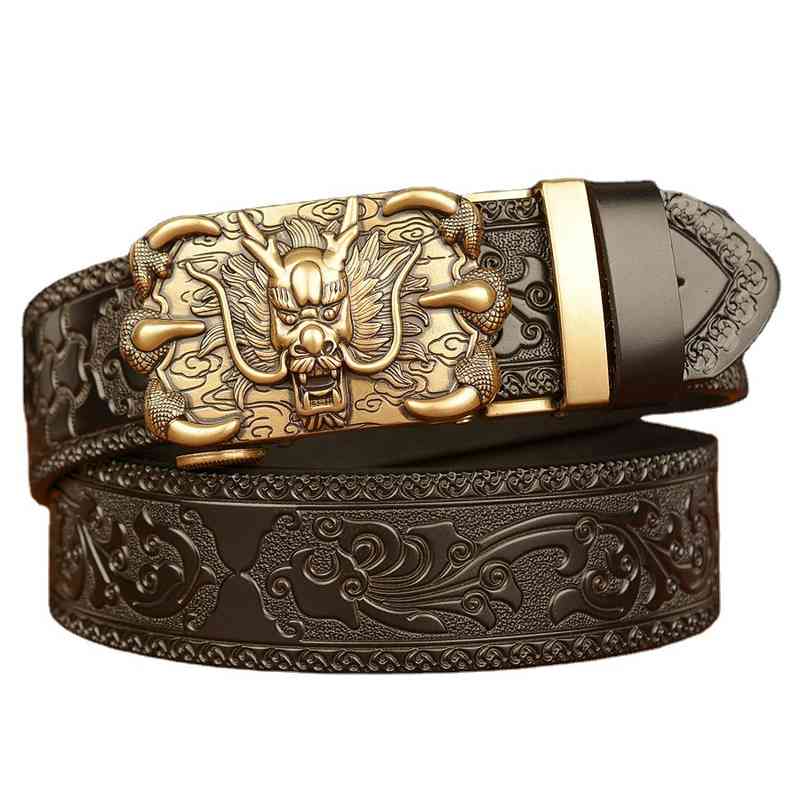 Waist Belt s Buckles Leisure Carving Craft Genuine Cow Leather Men's , Tyrannosaurus Rex Automatic Buckle Fashionable and Personalized Trouser