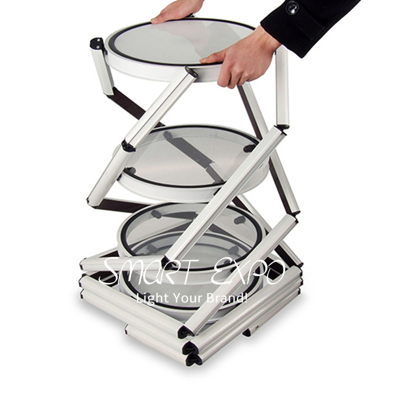 5-Layer Exhibit Twist Showcase Advertising Display with Folding Structure Top LED Light Easy Carry Bag
