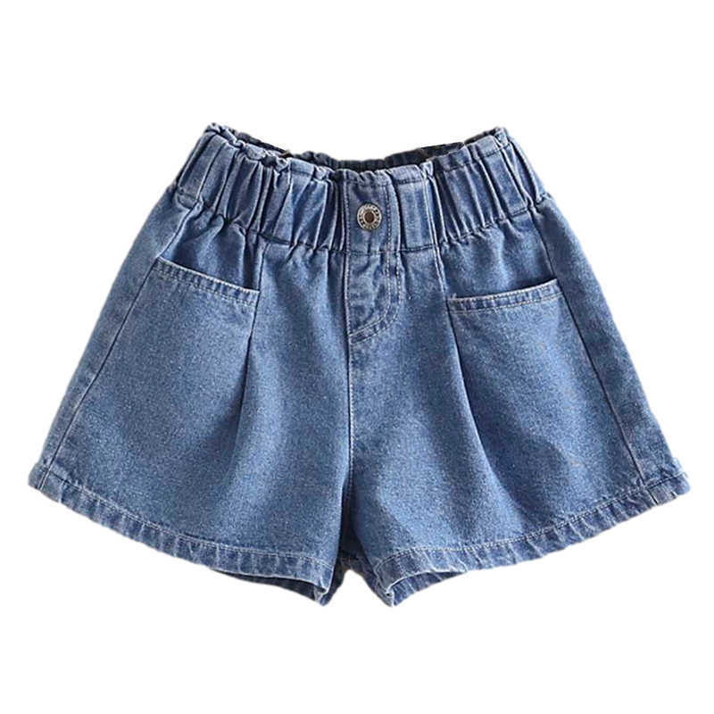 Summer Fashion Cute 3 4 5 6 7 8 9 10 11 12 Years Children Pocket Cotton Big Size Loose Denim Shorts For Baby Kids Girls 210529