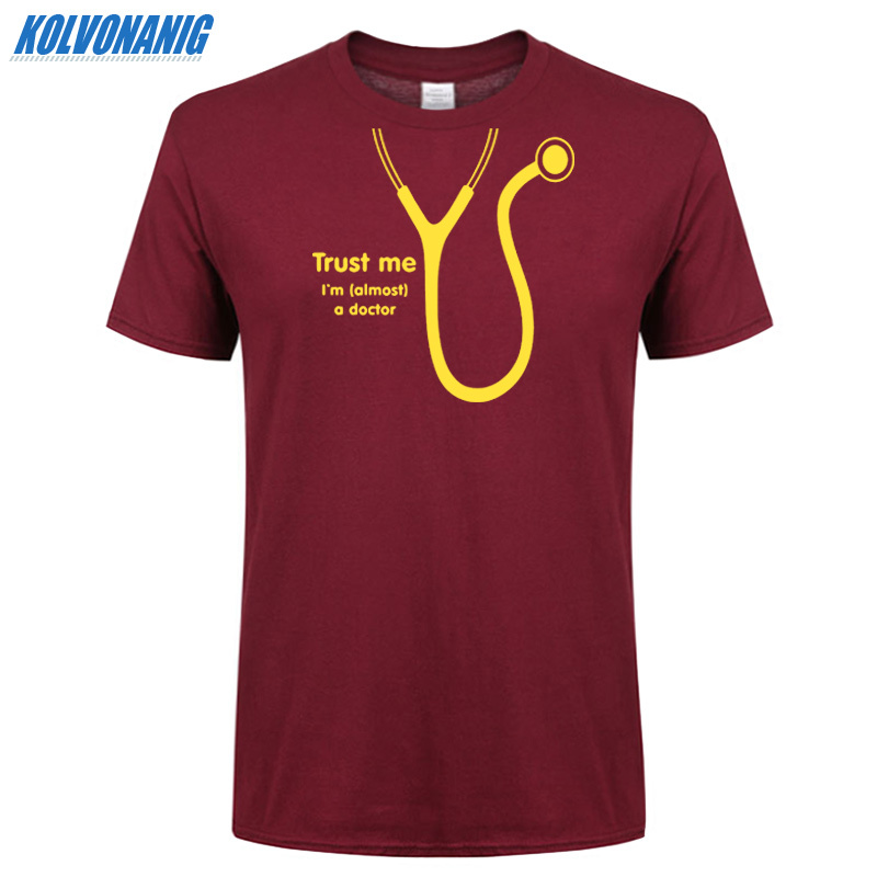 KOLVONANIG Summer Trust Me I'm Almost A Doctor Funny Print T Shirt Men Short Sleeve Cotton O-Neck T-Shirts Plus Size Tees 210329