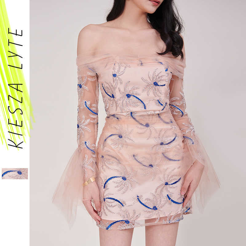 Women Floral Embroidery Dress Off the Shoulder Flare Sleeve Embroidered Mesh Mini Sexy Party Club Pink Dresses Robe Femme 210608
Women Floral Embroidery Dress Off the Shoulder Flare Sleeve Embroidered Mesh Mini Sexy Party Club Pink Dresses Robe Femme 210608