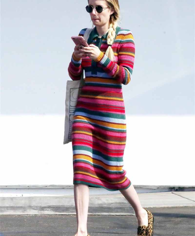 Automne manches longues Radio Pencil Pull Sweater Femmes Hiver Mode Coloré revers Rayonna Headed Midi Calf Midi Bullon Polo