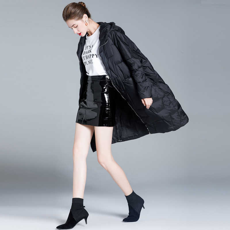 Winter Lightweight Down Jacket Women Oversized Thick Warm Batwing Long Coat Female Loose Doudoune Ultra Light Parkas 211013