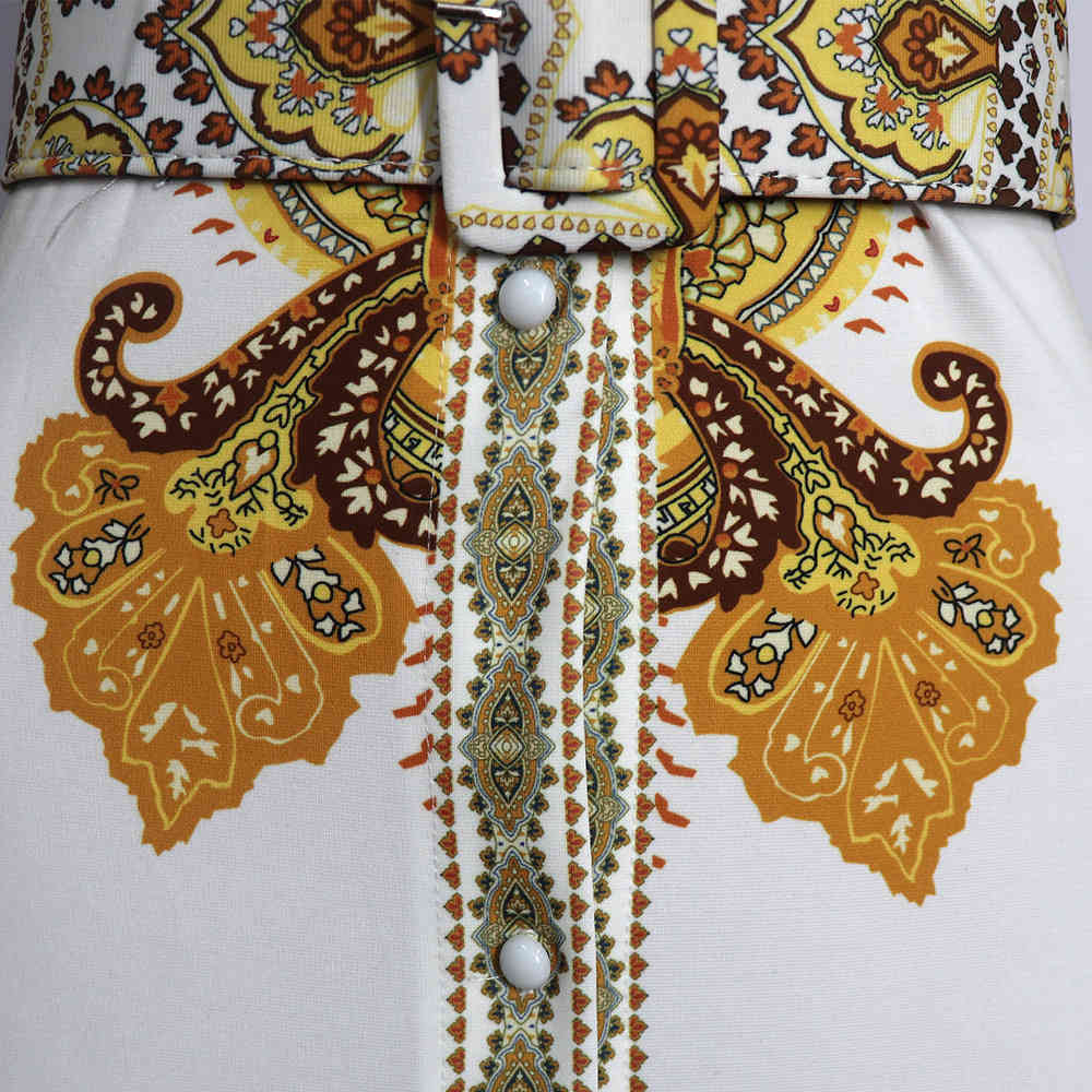 Women Printed Dress Long Sleeves Gold White Elegant Female Vestidos Robes Floral African Fashion Ladies Autumn Plus Size XXL XL 210416