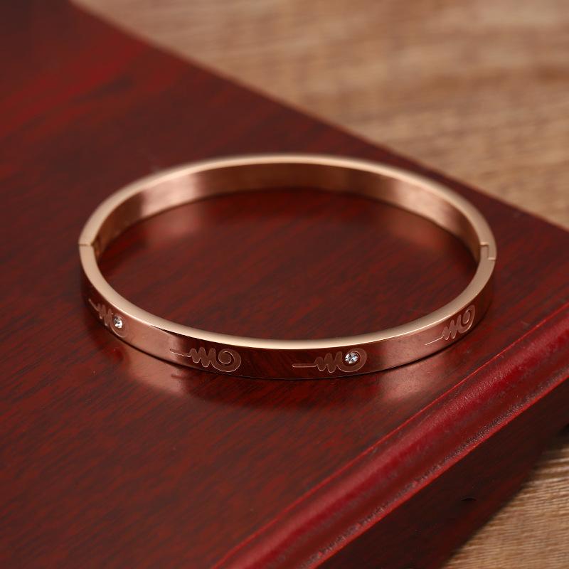 Bangle Diamond Bracelet Stainless SteelThree-color Buckle Sand Gold Couples Women's Gifts Charm