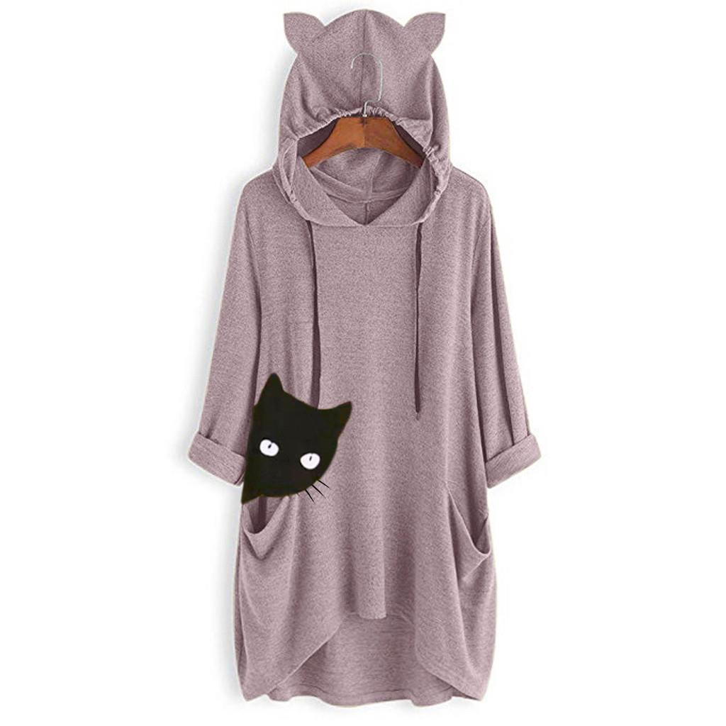 womens autumn women shirt blouse casual print cat ear hooded long sleeves pocket irregular blouses winter ladies girls 802, White
womens autumn women shirt blouse casual print cat ear hooded long sleeves pocket irregular blouses winter ladies girls 802, White