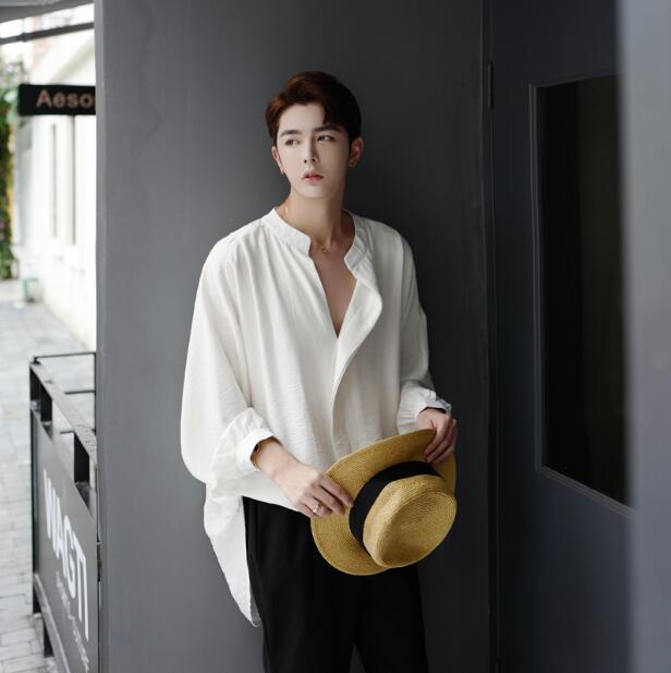 Men's Shirt Top Personality Korean Version Of The Trend Bf Wind Neutral Front Short Long Male Bat Clothing Hair Stylist Casual Shirts, Black
Men's Shirt Top Personality Korean Version Of The Trend Bf Wind Neutral Front Short Long Male Bat Clothing Hair Stylist Casual Shirts, Black