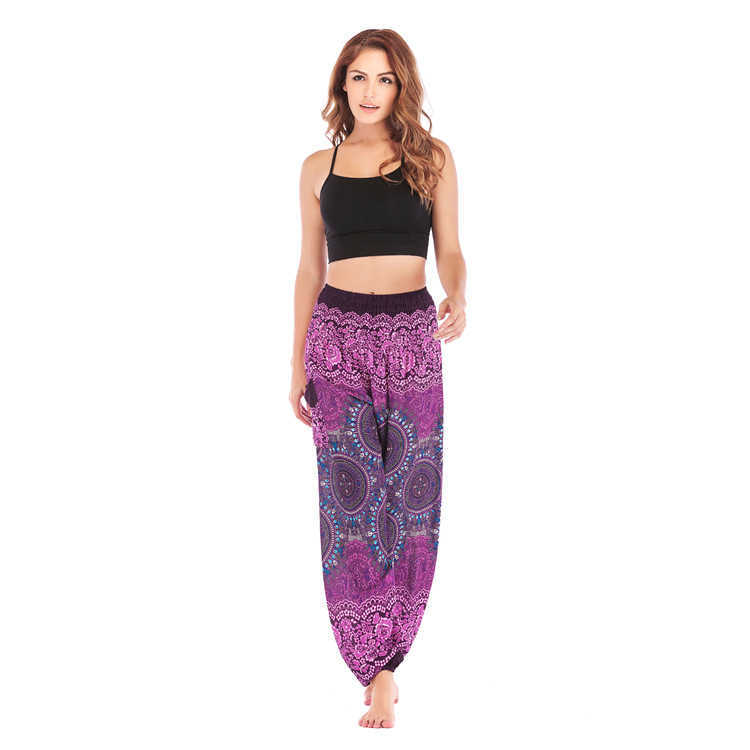 Thailand Summer Thin Style Female Printed Harem Pants For Woman Joggers Bohemia Casual Loose Pantalones Mujer Cintura Alta 210604