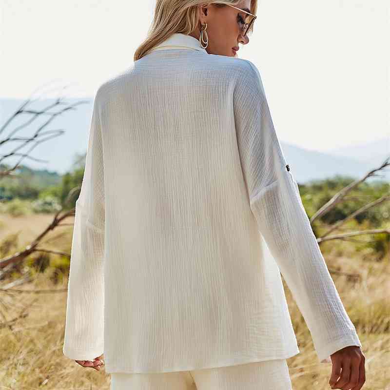 Spring Summer Two Piece Set Tracksuit Casual Outfit Suits Women White Shirt Blouse Tops Cotton Linen Shorts Pants 2 Piece Sets 210707