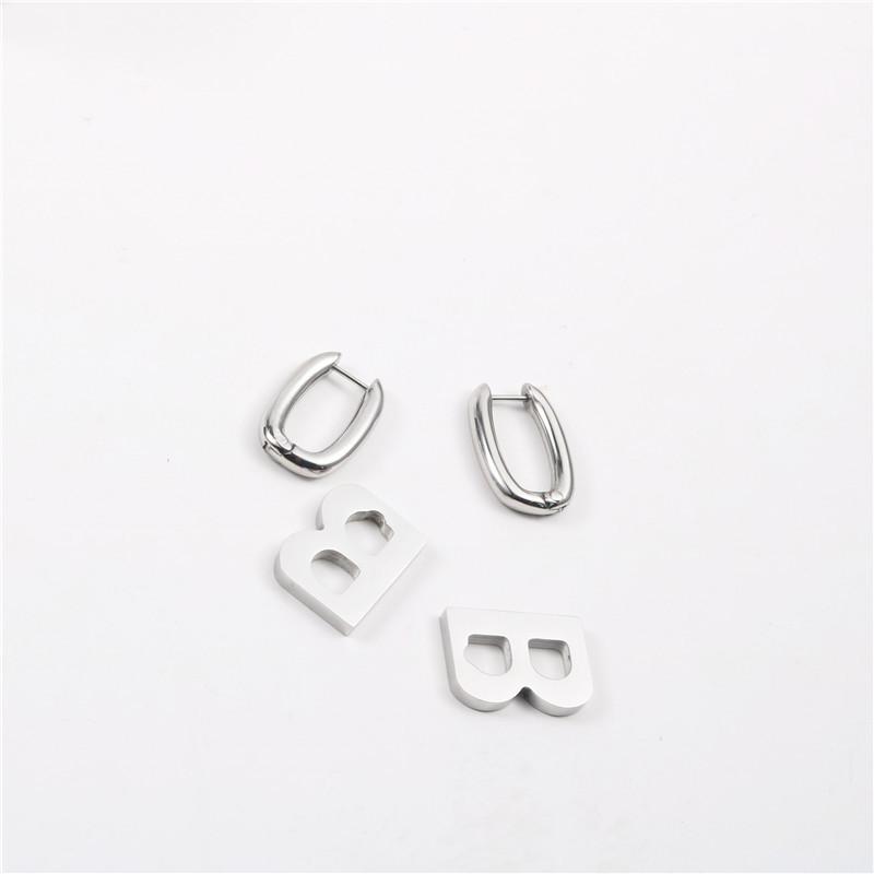 Hoop & Huggie Tarnish Free PVD Gold Finish Detachable Symple Letter Earring Stainless Steel Jewelry Wholesale