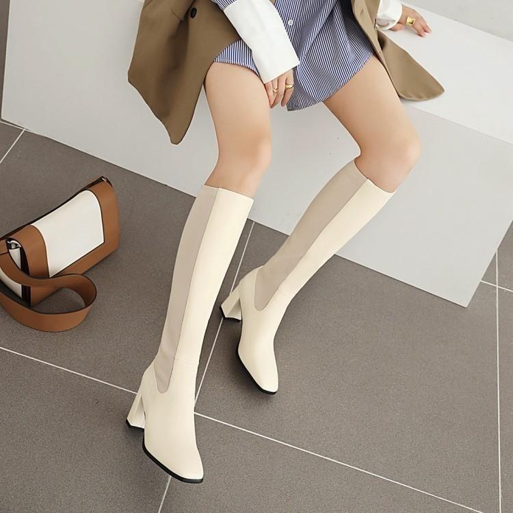 Boots Long Women 2021 Fall Color Blocking High Barrel Women's Below The Knee Thin Knight