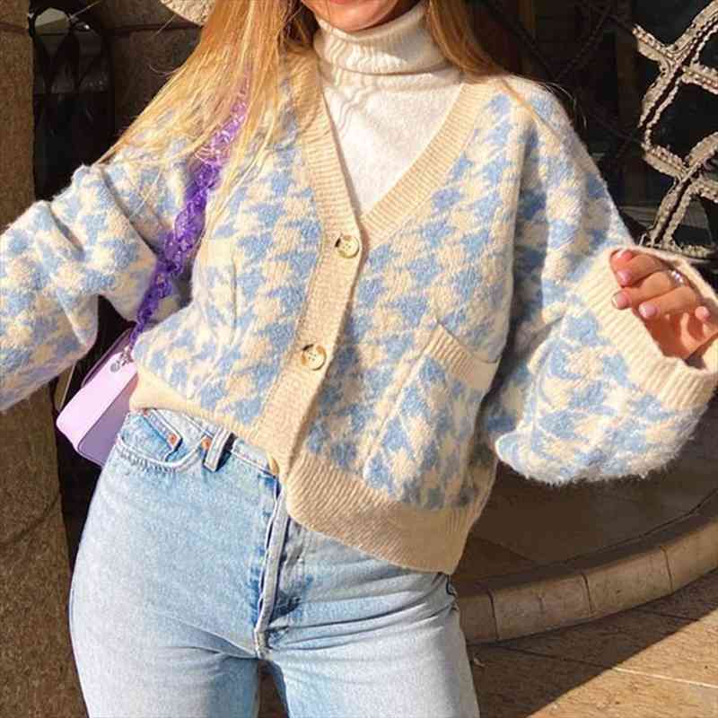 ladies autumn winter sweater women houndstooth cardigan casual warm jumper knitted loose women sweaters female pull knitwear, White;black
ladies autumn winter sweater women houndstooth cardigan casual warm jumper knitted loose women sweaters female pull knitwear, White;black