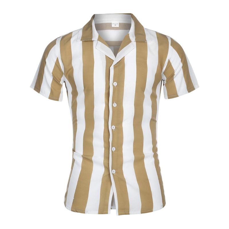Hawaiian Shirts Mens Short Sleeve Beach Striped Colorful Social Loose Shirt Men Camisa Hawaiana Hombre Men's Casual