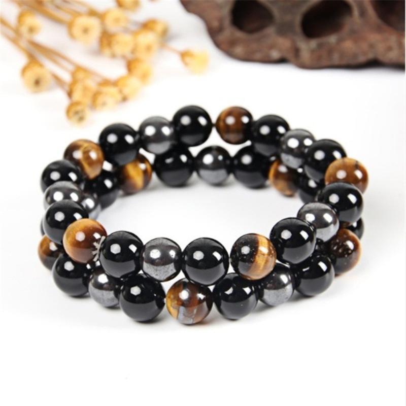 Beaded, Strands Beaded Bracelet Tiger Eye Stone Black Magnet Men's And Women's Bracelets Couple
