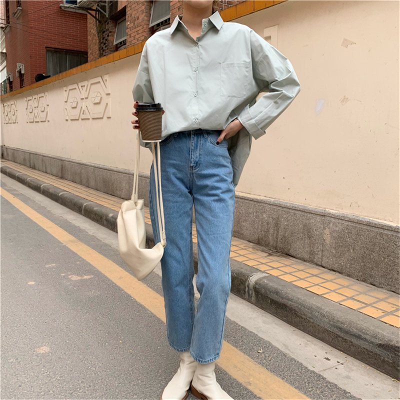 Chic Tops Stylish Full Sleeves Office Lady Brief Shirts Solid All Match Loose Casual Streetwear Oversize Clothe 210421