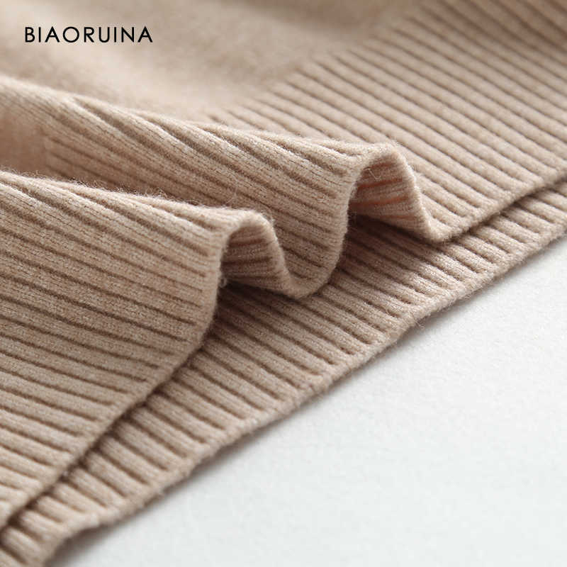 BIAORUINA 3 Colors Women's Casual All-match Solid Knitted Turtleneck Sweater Female Everyday Autumn Winter Keep Warm Pullovers 211018
