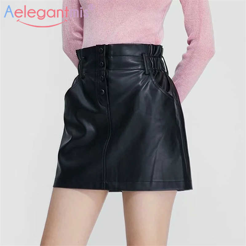 Aelegantmis Button Up Elegant High Waist Pu Mini Skirt Women Streetwear Harajuku Female Faux Leather Soft Quality Chic 210607, As shown
Aelegantmis Button Up Elegant High Waist Pu Mini Skirt Women Streetwear Harajuku Female Faux Leather Soft Quality Chic 210607, As shown
