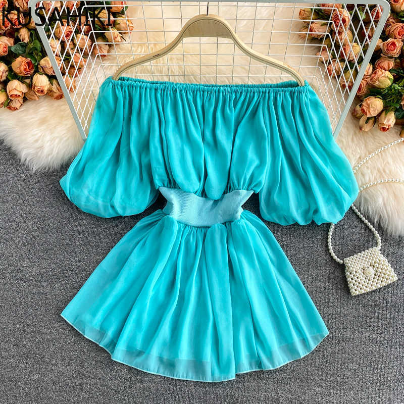 KUSAHIKI Slash Neck Strapless Women Blouse Sweet Puff Sleeve Slim Waist Shirts Summer Ruffle Korean Chiffon Blusas 6J635 210602, Yellow
KUSAHIKI Slash Neck Strapless Women Blouse Sweet Puff Sleeve Slim Waist Shirts Summer Ruffle Korean Chiffon Blusas 6J635 210602, Yellow