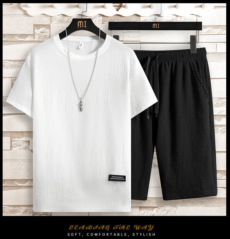 Men's Tracksuits Summer Ice Silk 2021 Large Size Leisure Sports Suit Short Sleeve T-shirt Two-Piece Suit, White
Men's Tracksuits Summer Ice Silk 2021 Large Size Leisure Sports Suit Short Sleeve T-shirt Two-Piece Suit, White