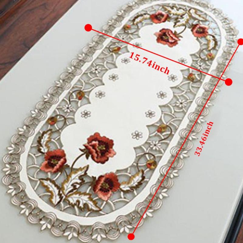 40*85cm Table Cloth Rectangular For Wedding Decoration Vintage Embroidered Cover Party Banquet Home Decor