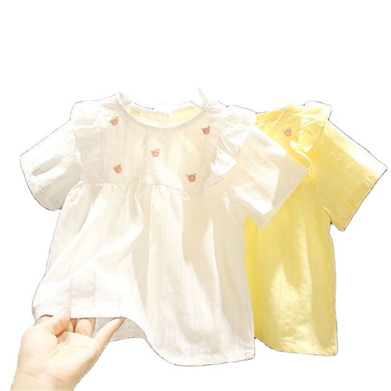 Baby pure cotton breathable tops children's summer clothes tees girls' small fresh baby shirts P4620 210622