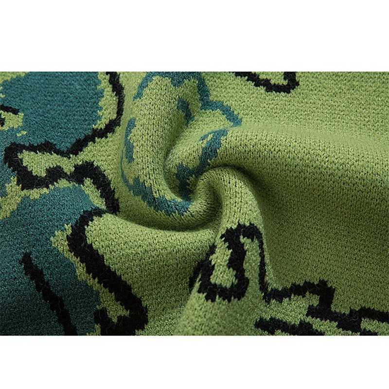 FGKKS Sweater Men Harajuku Fashion Knitted Hip Hop Dinosaur Cartoon Pullover O-Neck Oversize Casual Couple Male Sweaters 210818