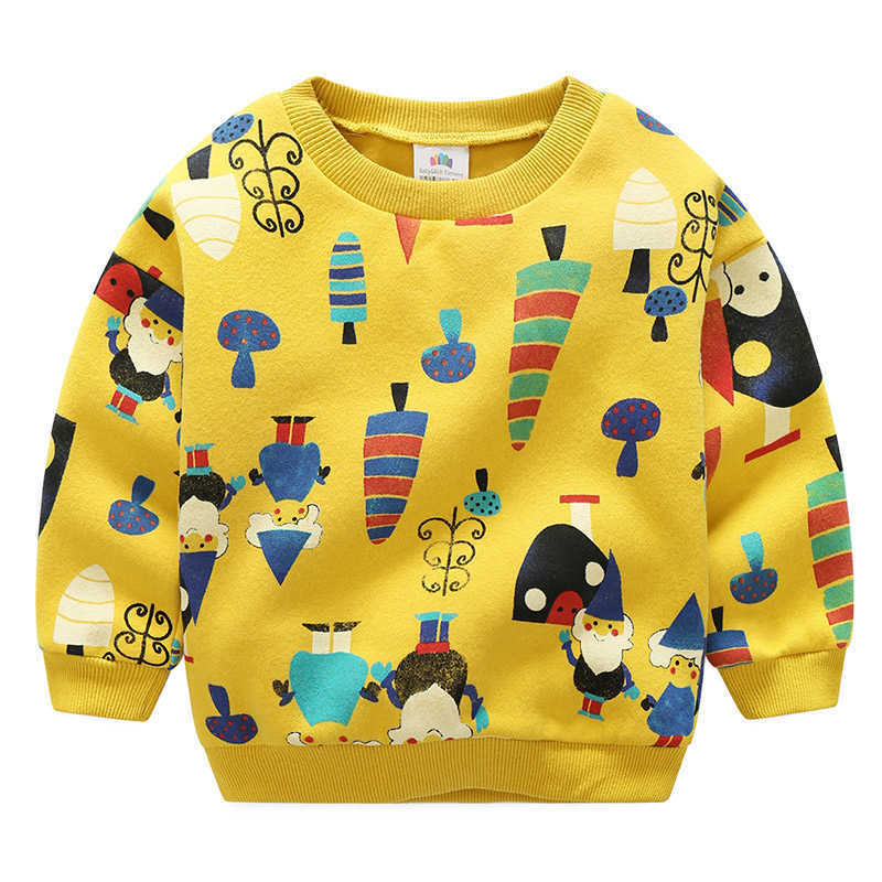 Autumn Winter Warm 2-10 Years Old Children Christmas Gift Long Sleeve Cartoon Print School Baby Kids Girl Fleece Sweatshirt 210529