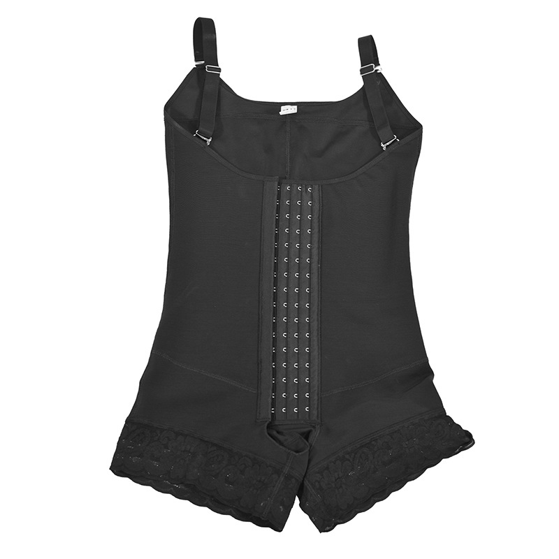 Women Tummy Control Butt Lifter Body Shaper with Lace Hem Fajas Reductoras Colombianas High Compression Shapewear 4-Row Hooks