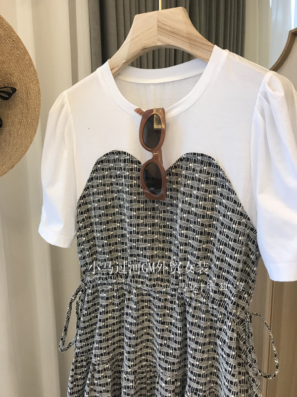 dress d special stitching design aging french lattice fake two-piece drawstring waist closing thin women's summer, White;black
dress d special stitching design aging french lattice fake two-piece drawstring waist closing thin women's summer, White;black