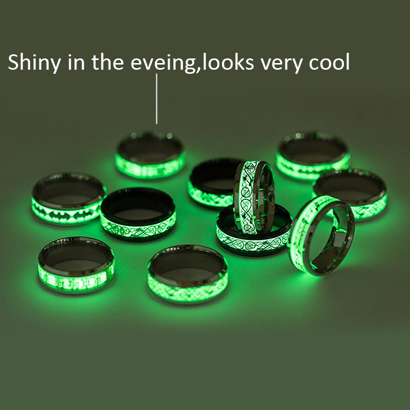 Creative Design Stainless Steel Cool Fluorescent Ring for Men Women with Letter Finger Rings Wholesale Price