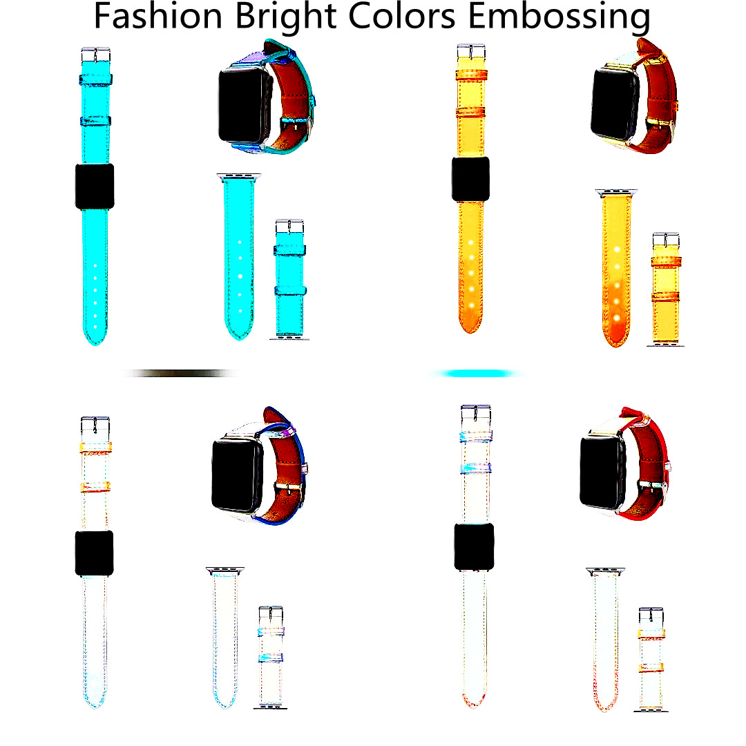Strap i Watch Bands 38mm For iPhone Apple Watch Band 40mm 44mm Iwatch 3 series 42mm 4 5 Guard Straps Leather Luxury Designer Embossing for Women light changing Colors
Strap i Watch Bands 38mm For iPhone Apple Watch Band 40mm 44mm Iwatch 3 series 42mm 4 5 Guard Straps Leather Luxury Designer Embossing for Women light changing Colors