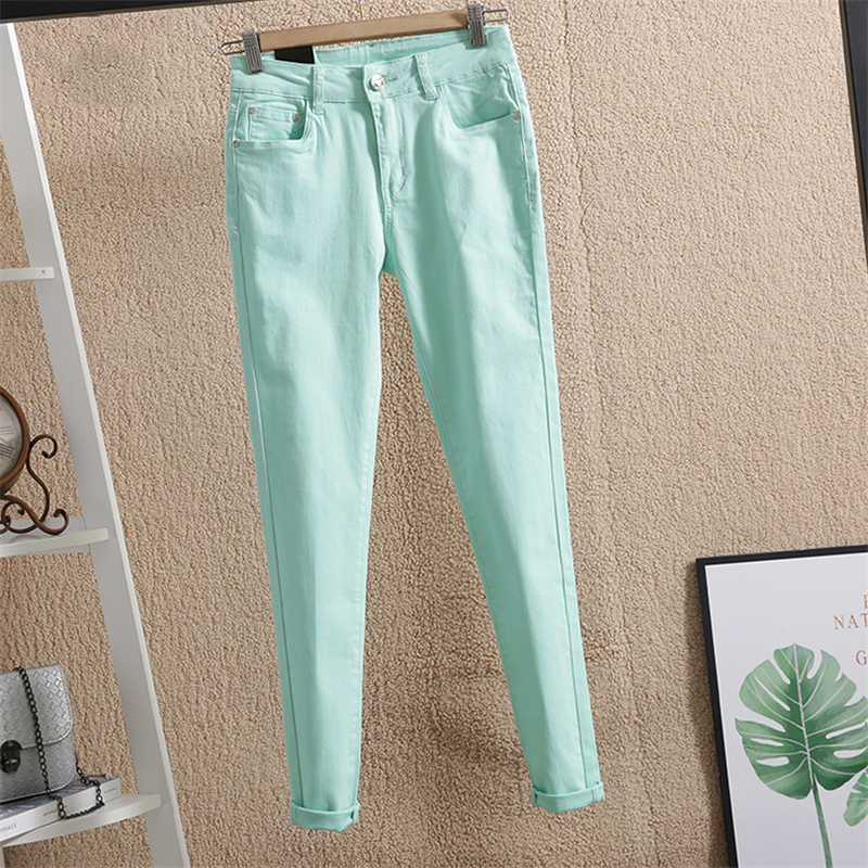 Women Pencil Jeans Pants Spring Candy Colored Mid Waist Zipper Slim Fit Skinny Full Length Female Trousers Fashion 2534 210922