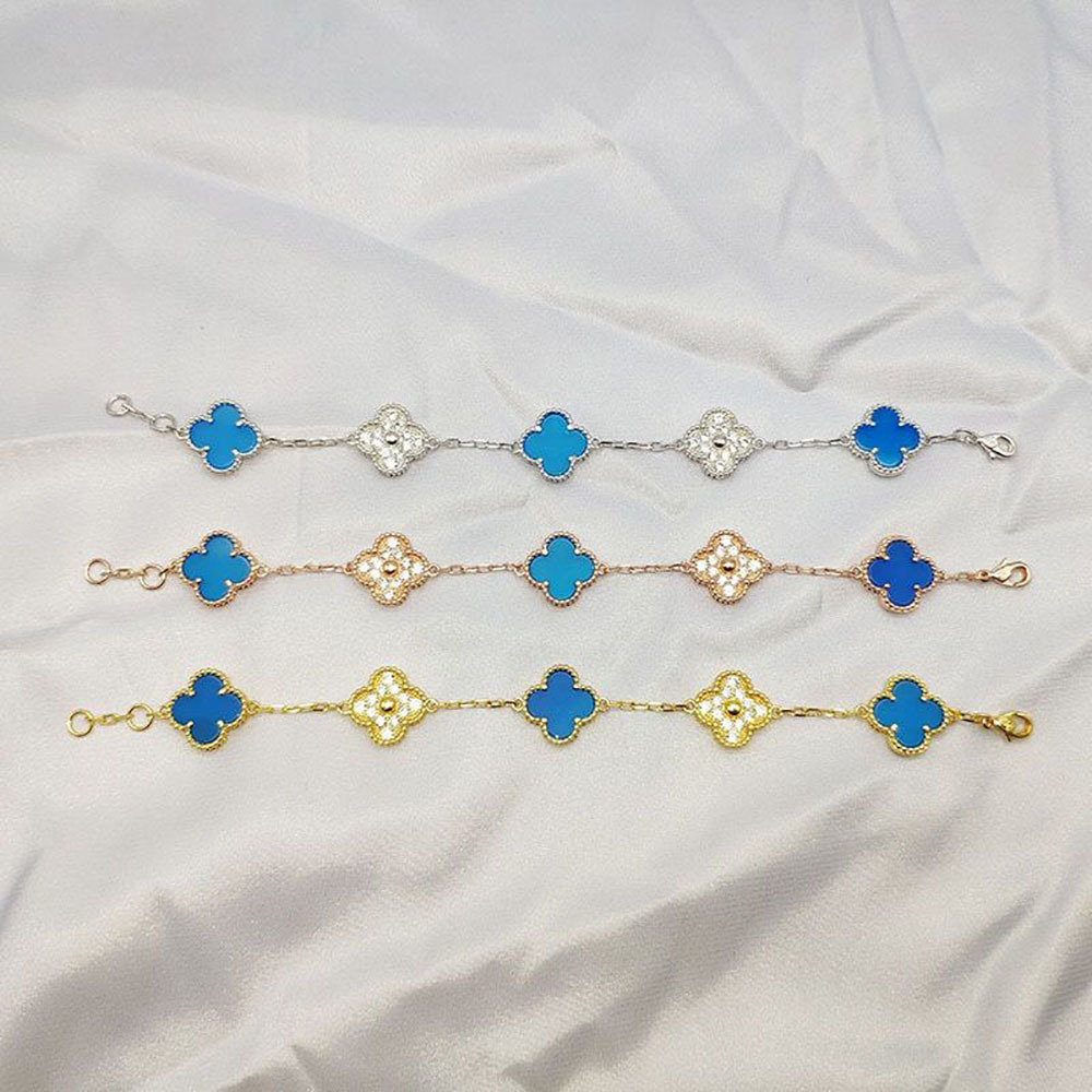 Five Flower Diamond Bangle four-leaf clover 3 colors chain bracelet 18K gold, suitable Valentine's Day wedding jewelry for women and girls 9X4T
Five Flower Diamond Bangle four-leaf clover 3 colors chain bracelet 18K gold, suitable Valentine's Day wedding jewelry for women and girls 9X4T