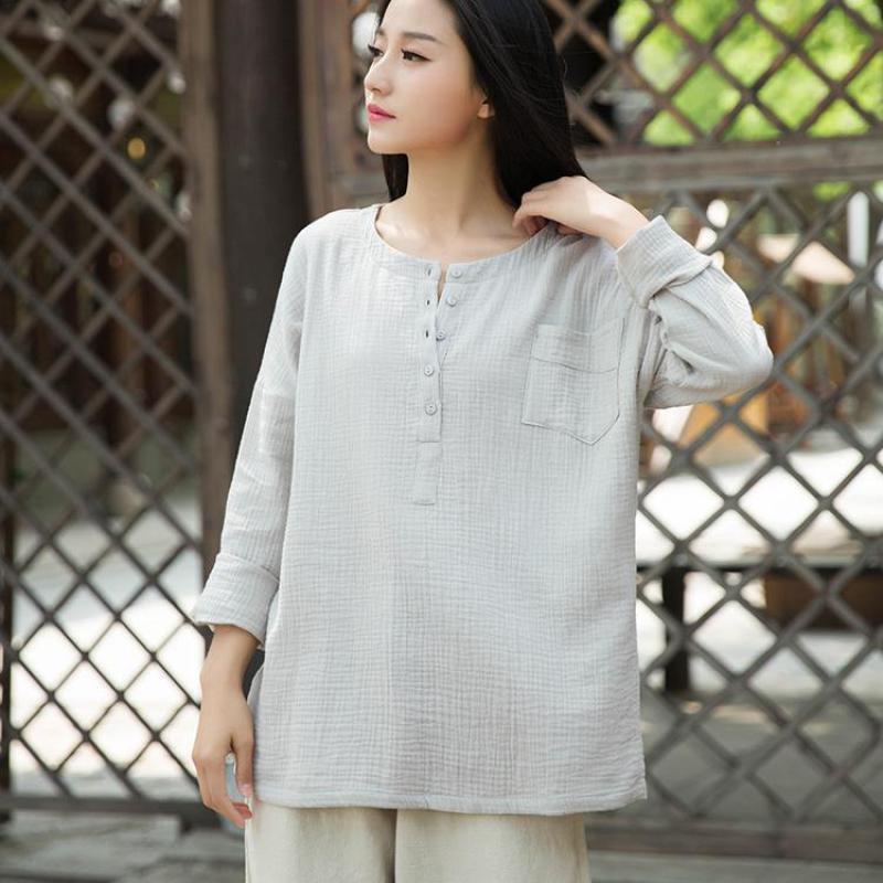 Johnature Solid Color Cotton Linen Retro O-neck Button Long Sleeve T-shirt Autumn Loose Comfortable All-match Women Top 210521, White
Johnature Solid Color Cotton Linen Retro O-neck Button Long Sleeve T-shirt Autumn Loose Comfortable All-match Women Top 210521, White