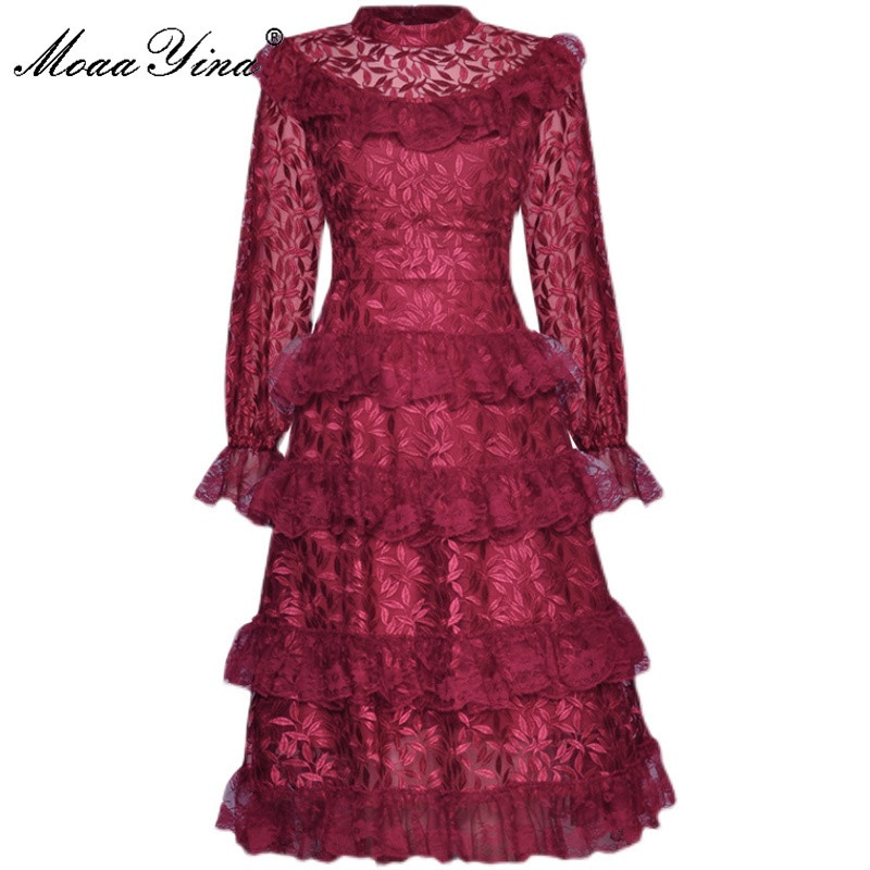 Fashion Designer dress Spring Women's Dress Long sleeve Mesh Embroidery Lace Cascading Ruffle Dresses 210524, Turquoise
Fashion Designer dress Spring Women's Dress Long sleeve Mesh Embroidery Lace Cascading Ruffle Dresses 210524, Turquoise