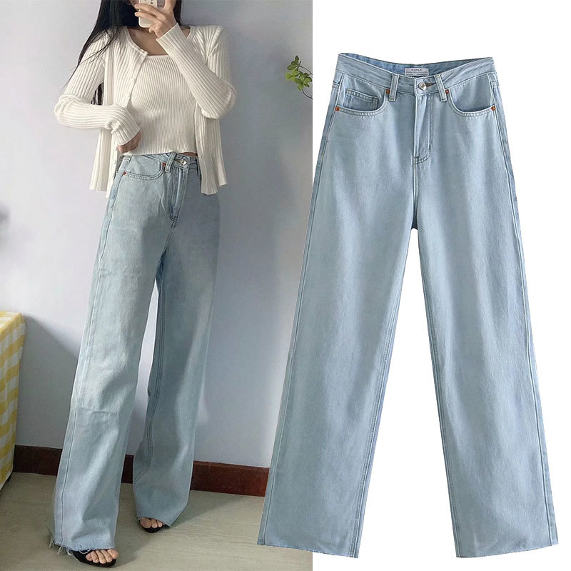 women's jeans za- european and american style, high-waisted straight jeans with wide, loose high waist, light, spring zk2c, Blue
women's jeans za- european and american style, high-waisted straight jeans with wide, loose high waist, light, spring zk2c, Blue