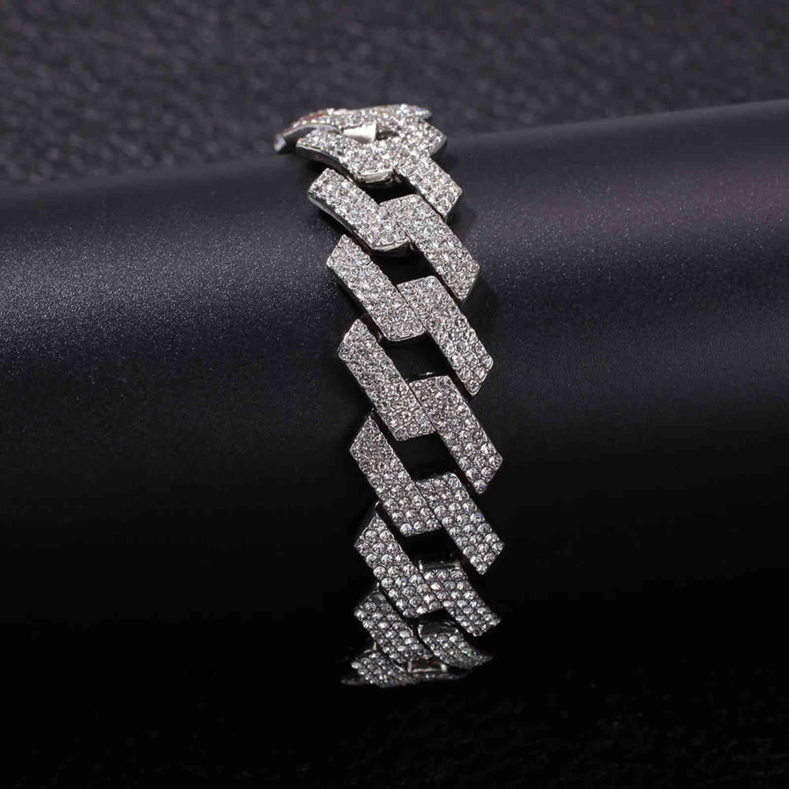THE BLING KING 20mm Miami Prong Cuban Link Bracelet 3 Row Full Iced Out s 7inch 8inch Mens Hiphop Jewelry 211124