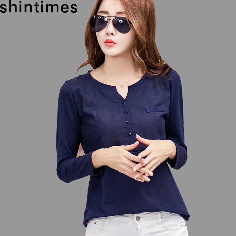 shintimes T-Shirt Women Cotton Patchwork Button Autumn And Winter Long Sleeve Female Tshirt V-Neck Casual Tee Shirt Femme 210615, Blue t shirt
shintimes T-Shirt Women Cotton Patchwork Button Autumn And Winter Long Sleeve Female Tshirt V-Neck Casual Tee Shirt Femme 210615, Blue t shirt