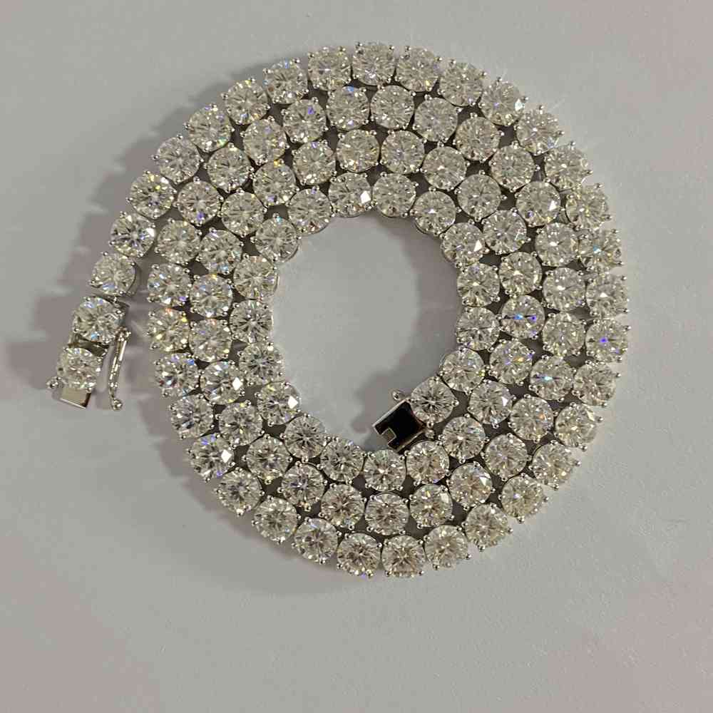 Meisidian Sterg Sier Iced Out Moissanite Dia Tennis Necklace Jewelry for Mens X0509