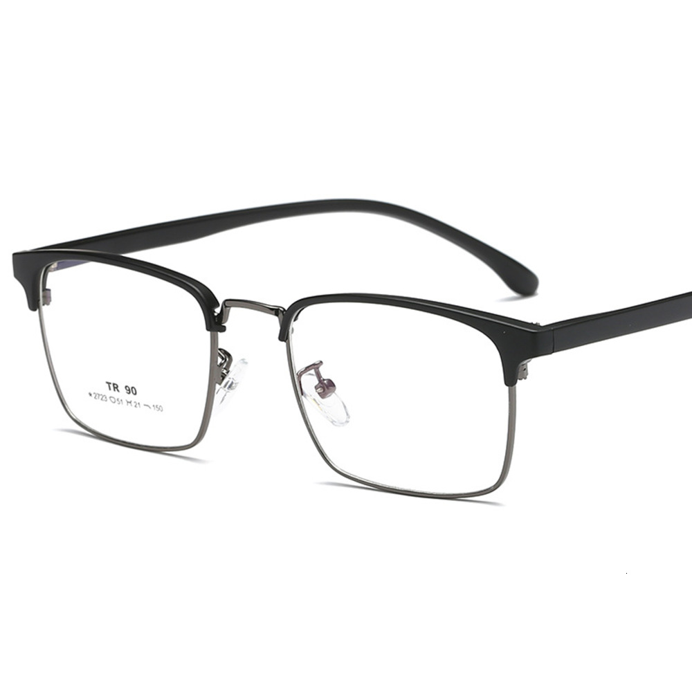 New eyeglass TR90 thin eyebrow frame Korean metal square flat lens men's glass 2723TVN6, White;black
New eyeglass TR90 thin eyebrow frame Korean metal square flat lens men's glass 2723TVN6, White;black