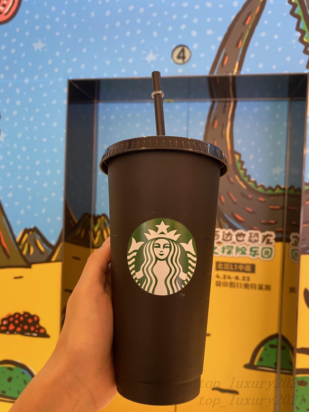 

Starbucks Mermaid Goddess 24oz/710ml Plastic Tumbler Reusable Black Drinking Flat Bottom Cups Pillar Shape Lid Straw Mugs