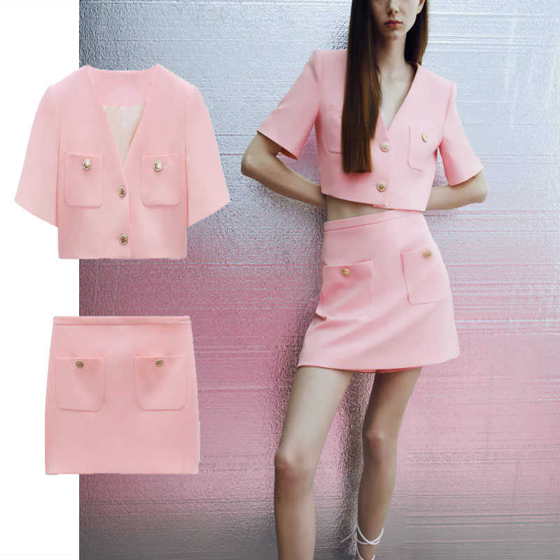 Za Pink Summer Cropped Blazer Women Short Sleeve V Neck Office Lady Blazers Coat Feminine Fashion Single Breasted Outerwear 210602
Za Pink Summer Cropped Blazer Women Short Sleeve V Neck Office Lady Blazers Coat Feminine Fashion Single Breasted Outerwear 210602