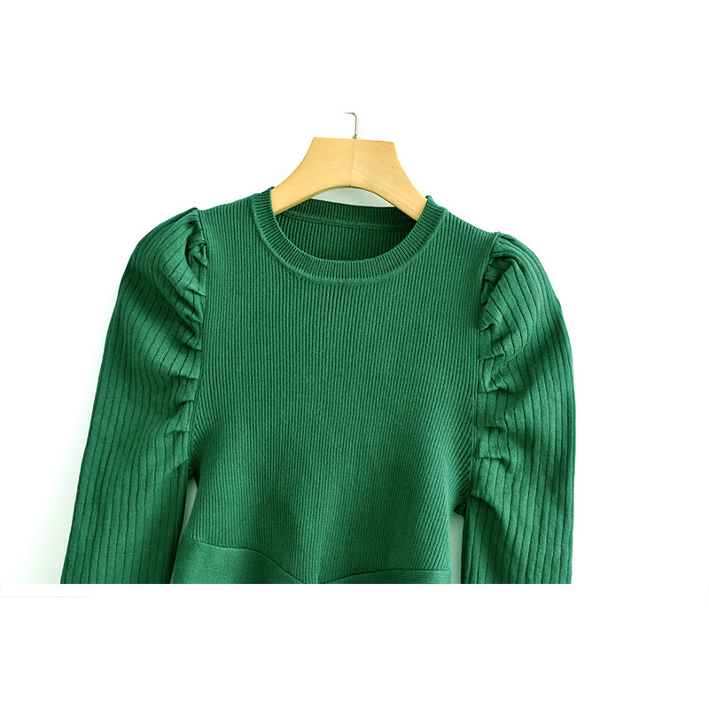 The Latest Fashions In Women's Round-neck Long-sleeved Sweaters Go with Any Temperamentally Puffed Sleeve Top Female 210507