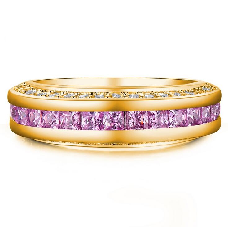 4 Style Women's Fashion Jewelry Wedding Ring 10KT White Gold Fill Princess Cut Blue Sapphire CZ Diamond Gemstones Party Promise Female Engagement