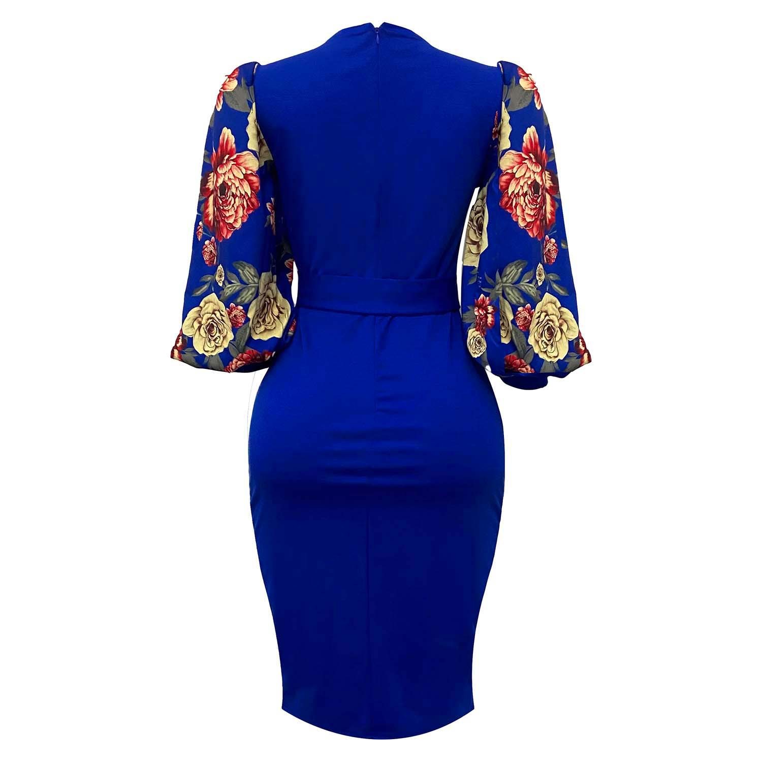 Women Black Bodycon Dresses Elegant Lantern Sleeve Plus Size Summer Dress New Print African Ladies Birthday Party Dress 210329