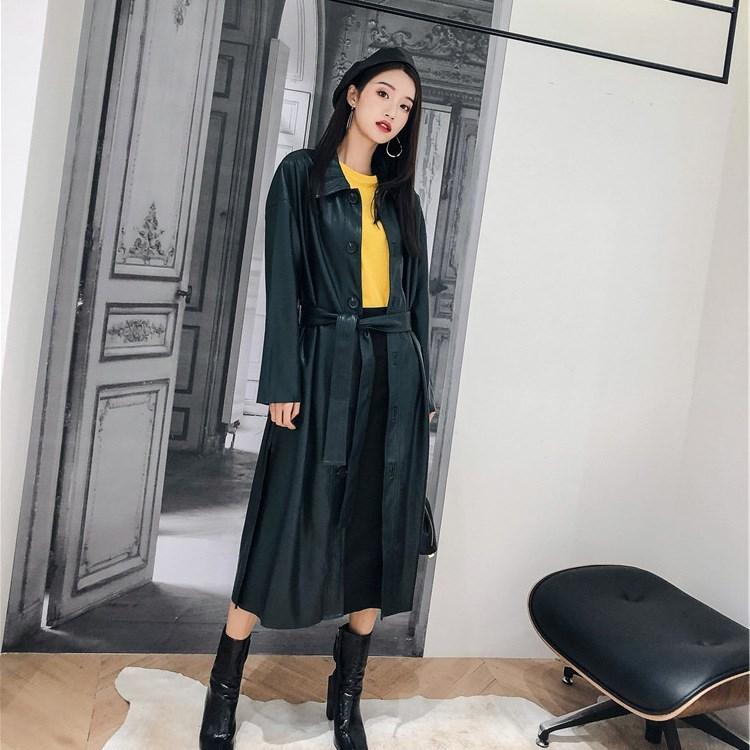 Women' Leather & Faux High Quality Female Pu Long Outwear Women Sashes Green Overcoat Autumn Turn-Down Collar Vintage Jacket
Women' Leather & Faux High Quality Female Pu Long Outwear Women Sashes Green Overcoat Autumn Turn-Down Collar Vintage Jacket