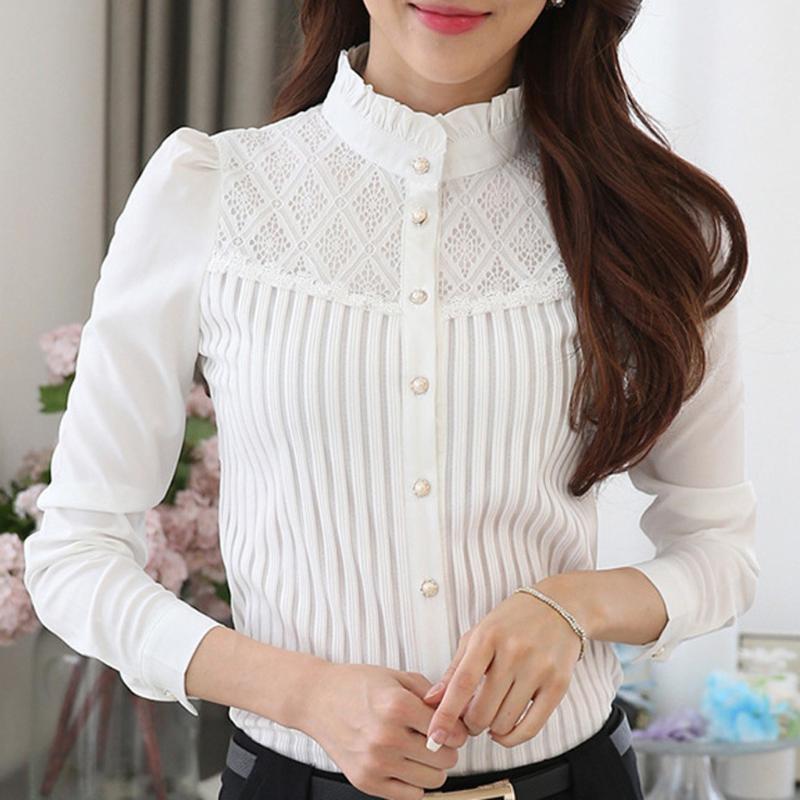 Women's Blouses & Shirts Women Chiffon Blouse Vintage Style Lace Spliced Shirt Button Down With Ruffle Collar Autumn Long Sleeve Tops Ropa, White
Women's Blouses & Shirts Women Chiffon Blouse Vintage Style Lace Spliced Shirt Button Down With Ruffle Collar Autumn Long Sleeve Tops Ropa, White