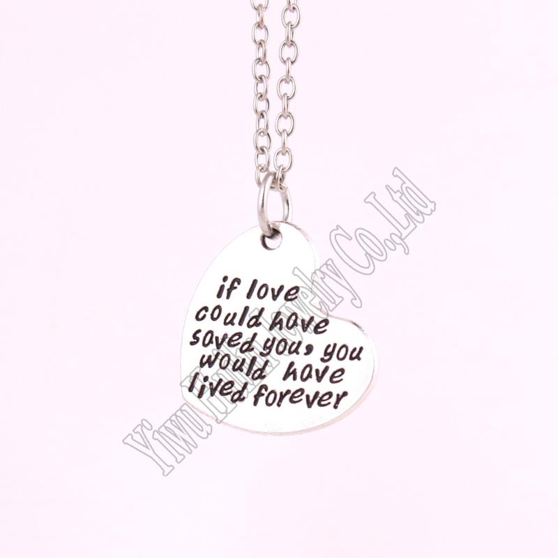 Pendant Necklaces Drop "if Love Could Have Saved You , Would Lived Forever "heart Necklace, Silver
Pendant Necklaces Drop "if Love Could Have Saved You , Would Lived Forever "heart Necklace, Silver
