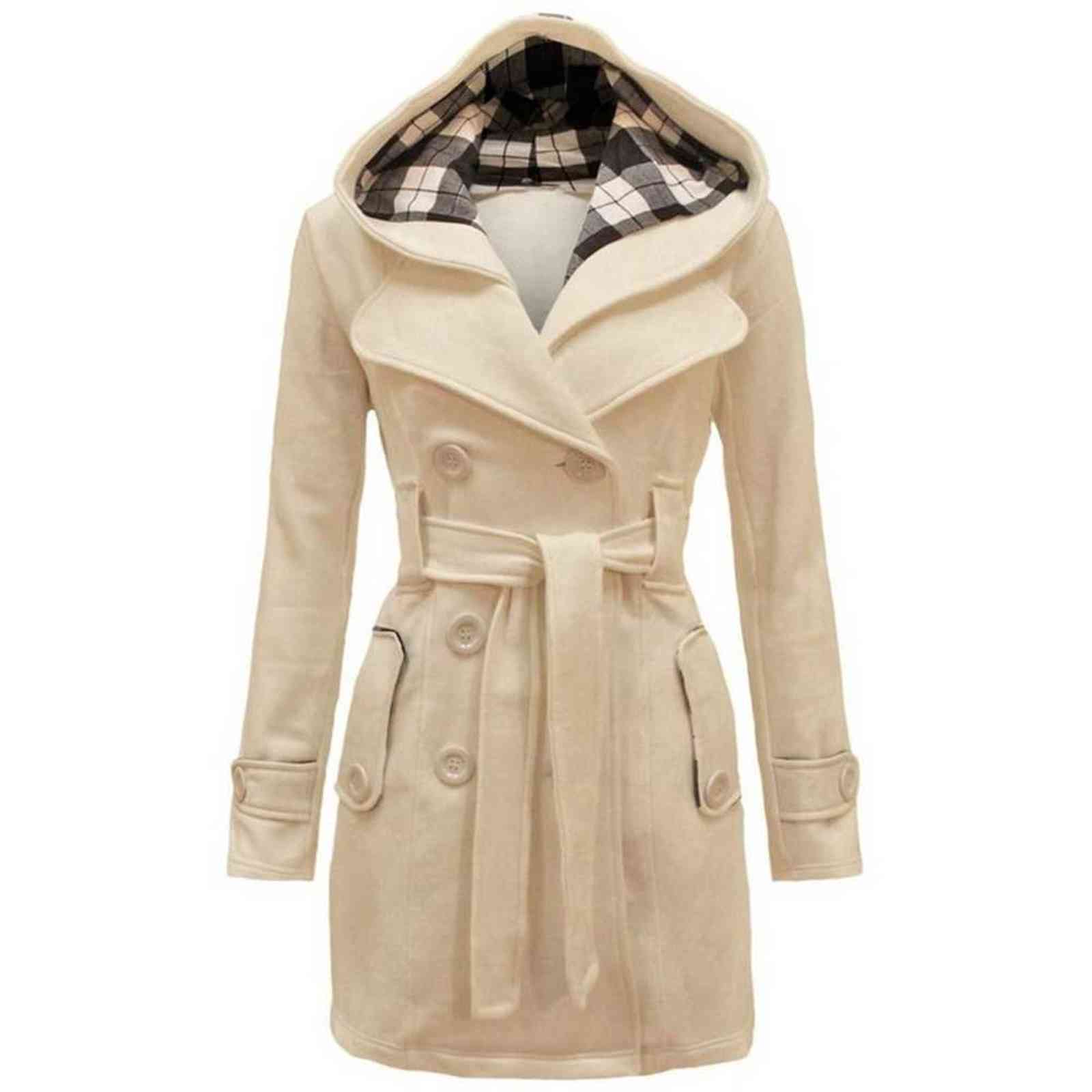 Winter Hooded Coat Women Long Sleeve Adjustable Sashes Double-breasted Warm Fashion Parka Solid Pockets Woman Casual Overcaot 211130